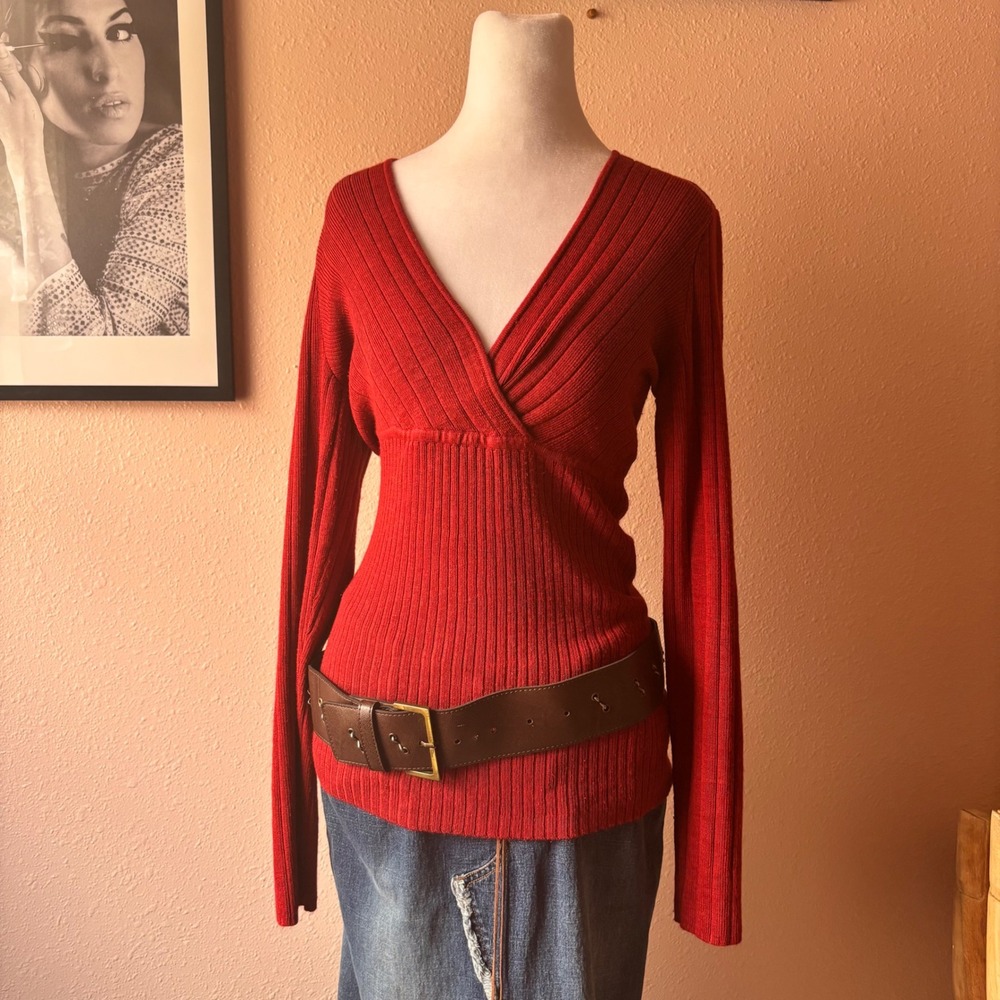 Y2K Chic Cherry Red Slouchy Pullover Knit